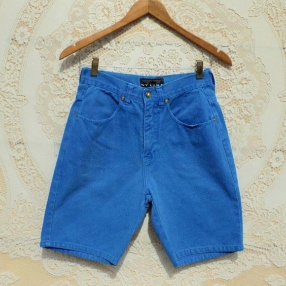Vtg 90s Ny Line royal blue acid wash high waist denim mom jean shorts 4/6 NWOT - Picture 12 of 17